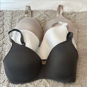 Women's Seamless Bra Set - Black, White, Cream